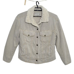 Anthropologie Marrakech Womens Natural Margot Corduroy Trucker Coat Sherpa Small